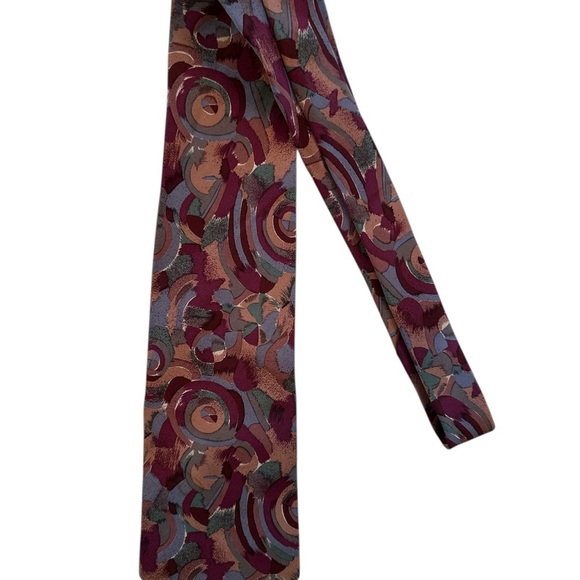 Vtg 80's CHRISTIAN DIOR Monsieur Abstract Silk Necktie Pink Purple 56x3" - Picture 1 of 5